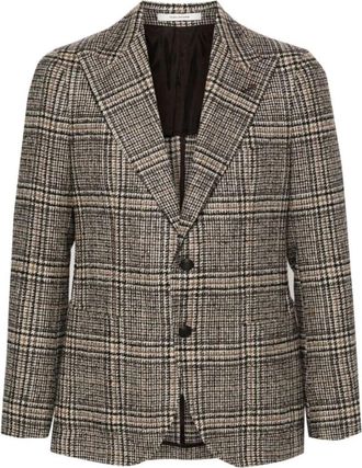 Tagliatore Alpaca Wool Houndstooth Gebreid Jasje - Heren - Blazers - Veelkleurig - L - Wol - Jassen
