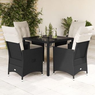 vidaXL Set De Muebles Jard&iacute;n 5 Pzas Con Cojines Rat&aacute;n Sint&eacute;tico Negro Vidaxl
