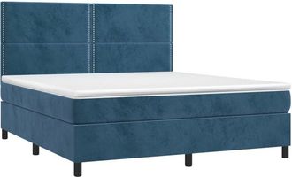 vidaXL Vidaxl - Cama Box Spring Colch&oacute;n Y Led Terciopelo Azul Oscuro 160x200 Cm