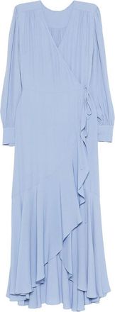 Twinset Wrap-Style Long Dress With Ruffled Trim