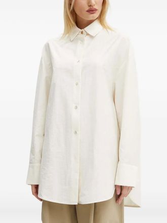 &Aacute;eron Blouse met driehoekige knoop - Beige