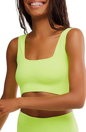 Free People FP Movement Karma Square Neck Sports Bra in Highlighter at Nordstrom, Size X-Small