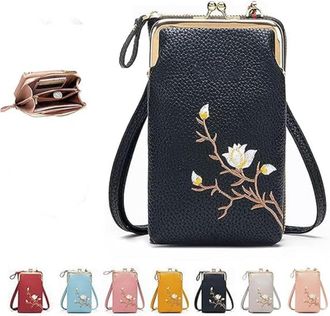 Generic Shamfreshen Women Sling Cross-Body Wallet, Women Sling Cross-Body Wallet - with Mobile Cell Phone Holder, for Travel & Daily (Black)