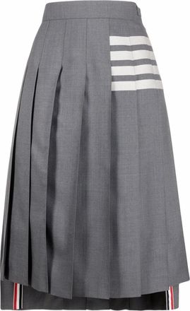 Thom Browne Grey Weave 4-bar Midi Pleated Skirt