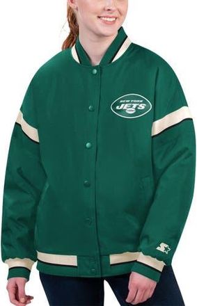 Starter Womens Starter Green New York Jets Tournament Full-Snap Varsity Jacket at Nordstrom, Size Xx-Large