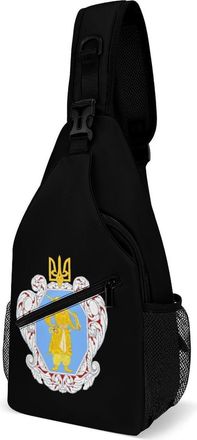 Generic Coat of Arms of The Ukrainian State Mens Crossbody Chest Sling Bag for Travel Hiking Lightweight Shoulder Bags with Small Side