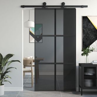 Berkfield Home Sliding Door Black 102.5x205 cm Tempered Glass & Aluminium