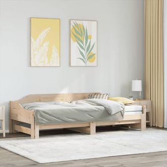 Berkfield Home Daybed with Trundle without Mattress 90x190 cm Single Solid Wood in Brown