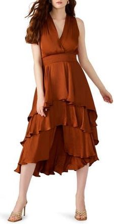 Steve Madden Beiley Sleeveless Tiered Midi Dress in Gingerbread at Nordstrom Rack, Size X-Small