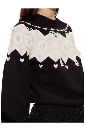 Cynthia Rowley Milei Beaded Sweater in Black/white at Nordstrom, Size X-Small