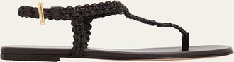 Gianvito Rossi Braided Nappa Leather Flat Thong Sandals