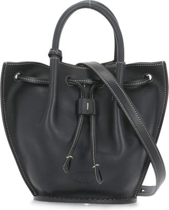 Tod's Zwarte leren emmer tas voor vrouw - Dames - Schoudertassen - Zwart - ONE Size - Tassen
