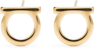 Ferragamo Gold-colored Gancini Earrings In Brass Woman