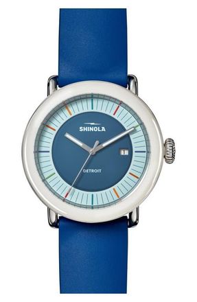 Shinola Detrola Rubber Strap Watch, 41mm in Blue at Nordstrom