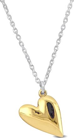Mimi & Max Yellow Heart Necklace on Diamond Cut Cable Chain in Sterling Silver - 16.5+1 in
