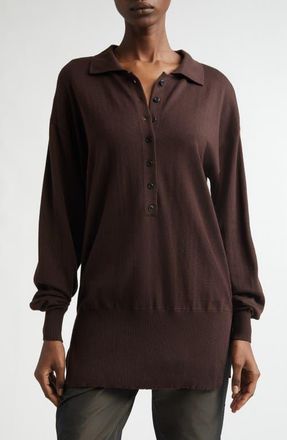 Renaissance Renaissance Marla Knit Polo in Dark Brown at Nordstrom, Size 10 Us