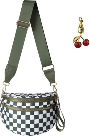 Generic Black And White Checkered Crossbody Bag, Checkered Bum Handbags With Shoulder Strap, 2025 New Spacious Stylish Checkered Bum Bag For Women (Green)