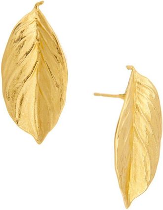 Oscar De La Renta Small Leaf Earrings