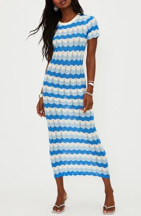 Beach Riot Emory Stripe Pointelle Knit Cover-Up Maxi Dress in Coastal Waves at Nordstrom, Size Medium