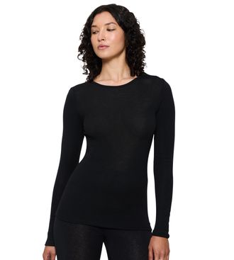 Triumph Langarmshirt TRIUMPH Beauty Layers LSL Top Wool, Damen, Gr. XL, schwarz, Single Jersey, Obermaterial: 100% Wolle, h&uuml;ftbedeckend, Rundhals, Shirts Lang