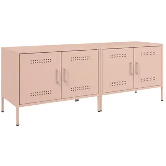 vidaXL Vidaxl - Muebles De Tv 2 Piezas Acero Rosa 68x39x50,5 Cm