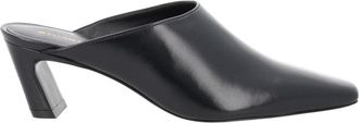 Stuart Weitzman Black Pointed Toe Curved Upper Mules