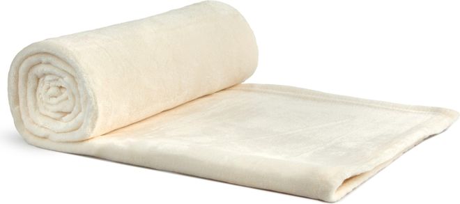 Snug Flannel Fleece Blanket Super Soft Throw in Cream - TJ Hughes