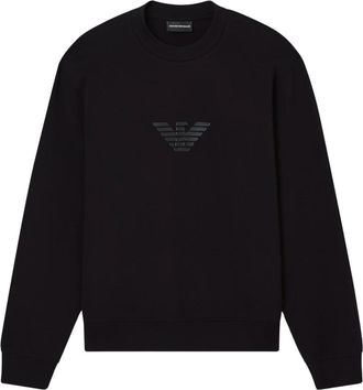 Emporio Armani Sweatshirt van dubbele jersey met logoprint - Heren - Sweatshirts - Zwart - 2XL - Katoen - Hoodies & sweatvesten