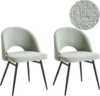 Beliani Conjunto de 2 sillas de comedor boucl&eacute; verde claro