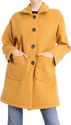 Cielo Button-Front Coat With Patch Pockets In Camel