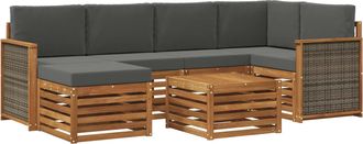 vidaXL Conjunto De Sof&aacute;s De Exterior 6 Uds. Natural Y Antracita Vidaxl