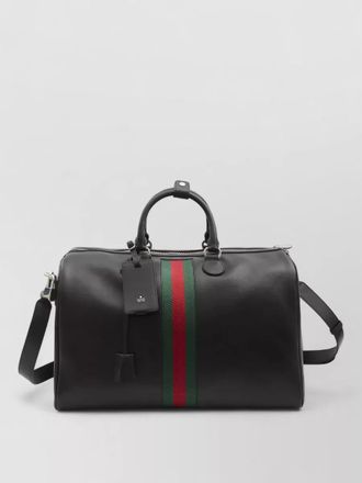 Gucci web trademark medium leather duffle bag