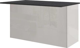 Dmora Isla de cocina imitación madera blanco brillante, pizarra 155x90h90 cm