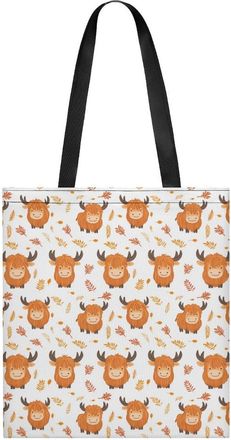 Generic Highland Cow Leaf Tote Bag for Women Men Shoulder Bags Purses Pouch Handbags