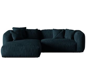 MICADONI Modulares 3-Sitzer Design Ecksofa Martina - Samtbezug Petrol dunkel