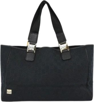 Gucci Pre-owned Tote Bags, female, Black, Size: ONE SIZE Pre-owned Vintage Canvas Tote Bag