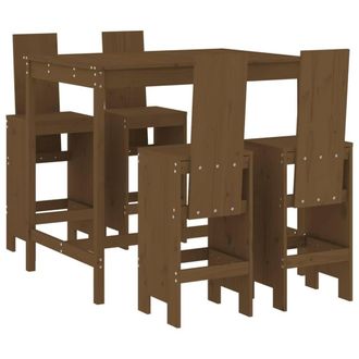 Berkfield Home 5 Piece Garden Bar Set Honey Brown Solid Wood Pine