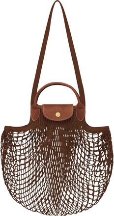 Longchamp Le Pliage Filet Knit Shoulder Bag in Tobacco at Nordstrom