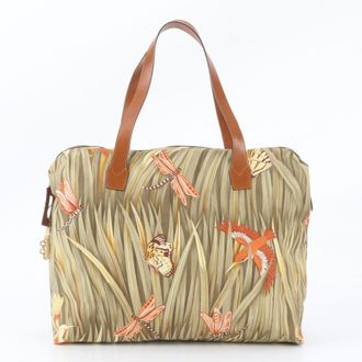 Ferragamo Brown Multi-Color Leather Nylon Boston Bag Tote Bag (Pre-Owned)