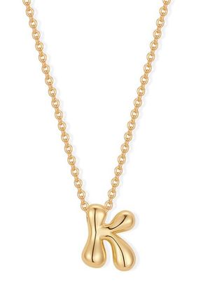 Brook & York Mini Pippa Bubble Initial Pendant Necklace in Gold K at Nordstrom