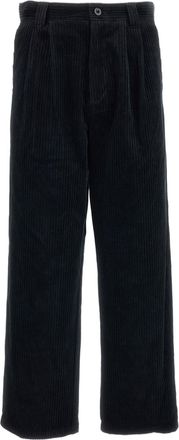 A.P.C. Black Pleated Tapered Cotton Corduroy Trousers