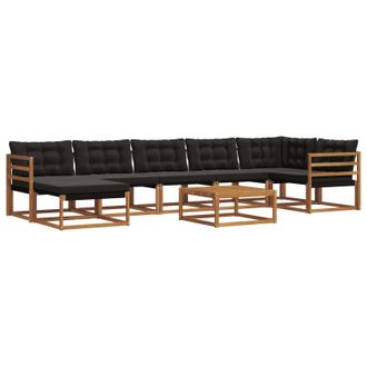 vidaXL Conjunto De Sof&aacute;s De Exterior Con Coj&iacute;n 22 Pcs Natural Y Negro Vidaxl