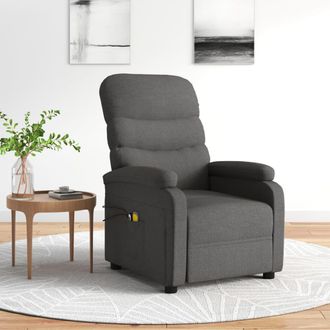 vidaXL Sill&oacute;n De Masaje El&eacute;ctrico Tela Gris Oscuro Vidaxl