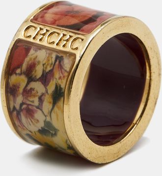 Carolina Herrera Ch Enamel Gold Tone Ring