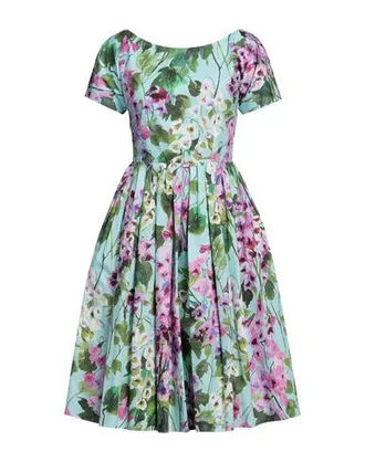 ワンピース Dolce & Gabbana SHORT SLEEVES MIDI DRESS (F6GAUT FU2L8F3981) Dolce & Gabbana short-sleeve Brocade Midi Dress | Blue