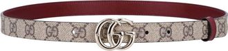 Gucci (WMNS) Gucci 25 GG Marmont Reversible Thin Belt Beige Red 659418-92TIG-9792