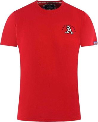 Aquascutum Heren Londen Geborduurd Logo T-Shirt (Rood)