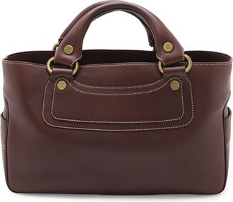 Celine Bordeaux Leather Handbag Tote Bag (Pre-Owned)