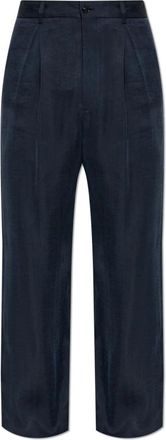 Giorgio Armani Gekreukte Broek - Heren - Nette broeken - Blauw - L - Broeken
