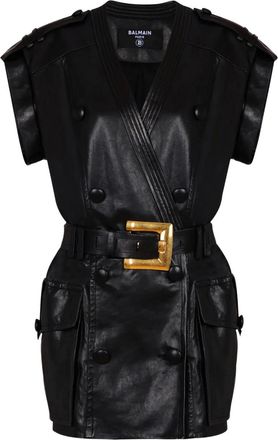 Balmain Abito corto con cintura - Nero
